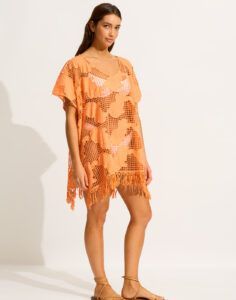 Seafolly, kaftan, mesh, melon, oransje, fersken