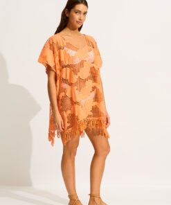 Seafolly, kaftan, mesh, melon, oransje, fersken