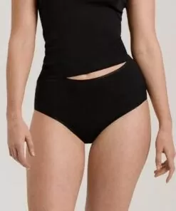 hanro cotton seamless høy truse svart