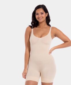 Hold-in bodysuit med lav rygg i beige