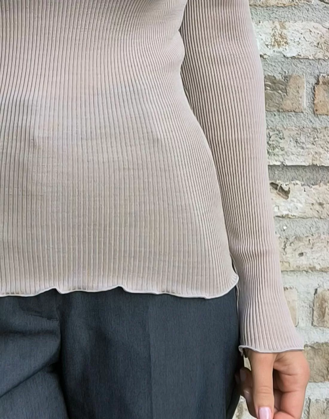 Oscalito ull silke genser beige