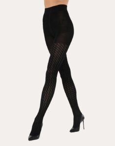 wolford merino jacquard ull strømpebukse black svart