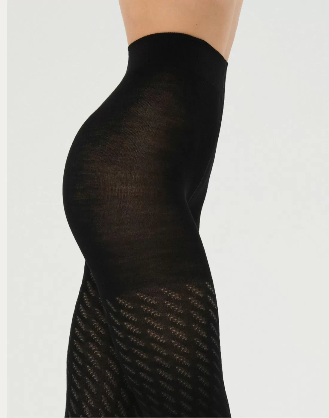 wolford merino jacquard ull strømpebukse black svart