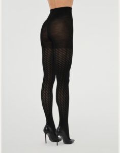 wolford merino jacquard ull strømpebukse black svart