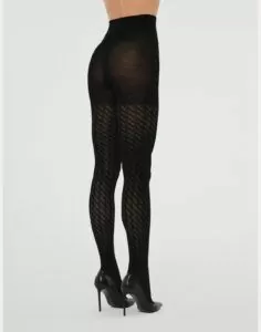 wolford merino jacquard ull strømpebukse black svart