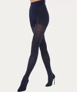 wolford merino jacquard ull strømpebukse navy blue