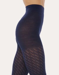 wolford merino jacquard ull strømpebukse navy blue