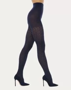 wolford merino jacquard ull strømpebukse navy blue