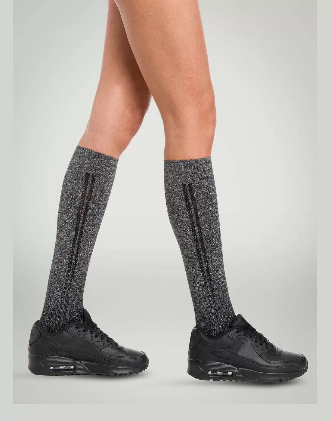 wolford shiny support knestrømpe sølv black