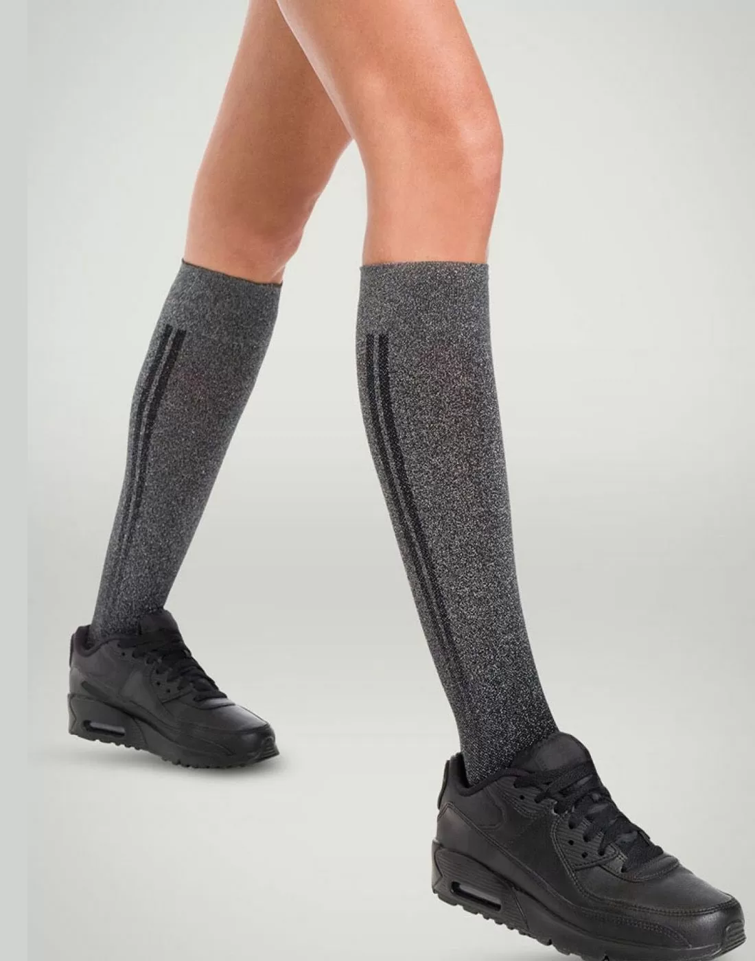 wolford shiny support knestrømpe sølv black