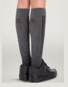 wolford shiny support knestrømpe sølv black