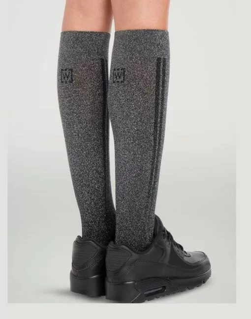 wolford shiny support knestrømpe sølv black