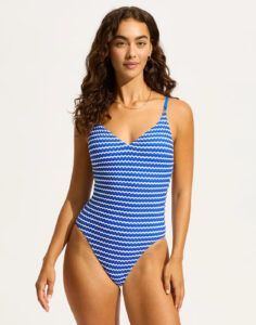 Seafolly, badedrakt, mesh effect, azure, strand