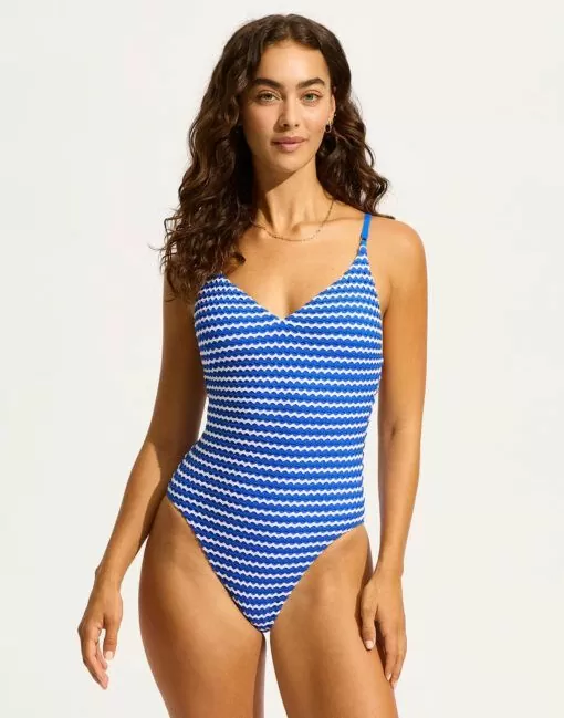 Seafolly, badedrakt, mesh effect, azure, strand