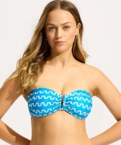seafolly bikinioverdel beandeau i blå
