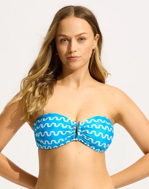 seafolly bikinioverdel beandeau i blå