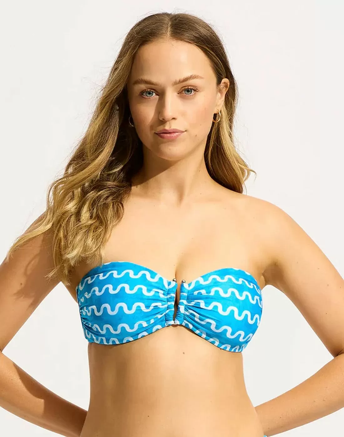seafolly bikinioverdel beandeau i blå