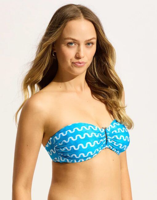 seafolly bikinioverdel beandeau i blå
