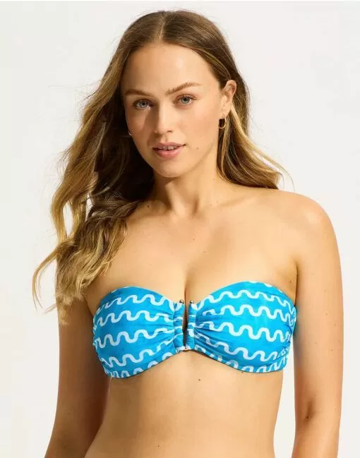 seafolly bikinioverdel beandeau i blå