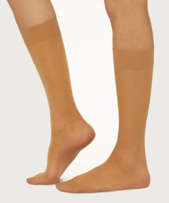 knestrømper i beige