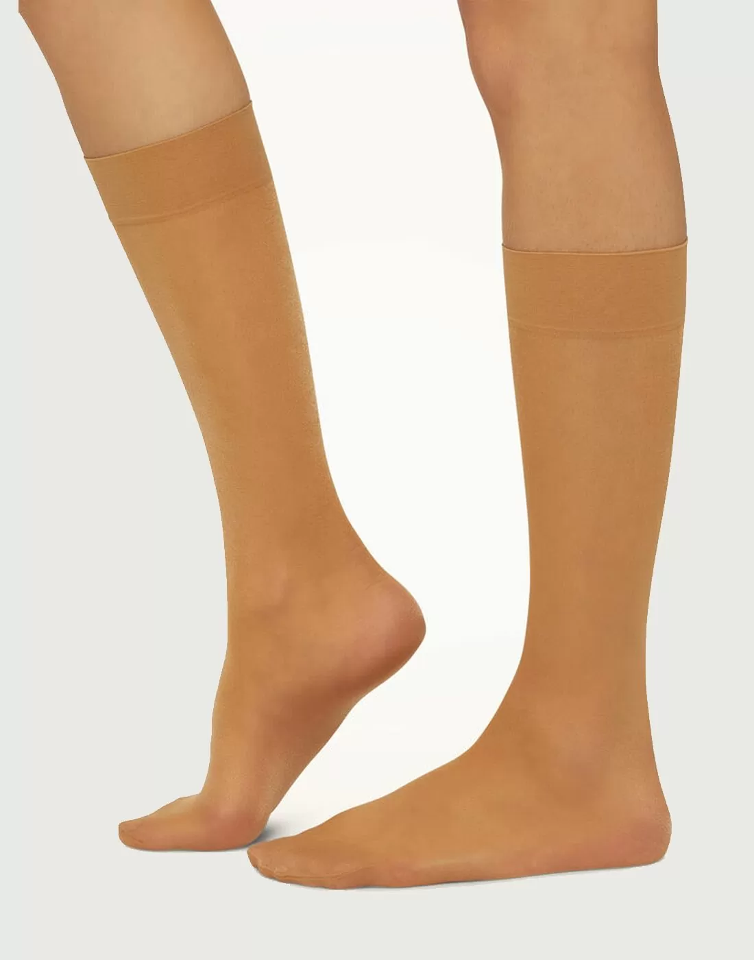 knestrømper i beige