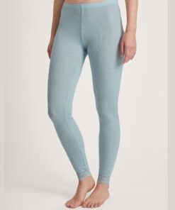 ull og silke tights ribbestrikket i lyseblå