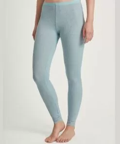 ull og silke tights ribbestrikket i lyseblå