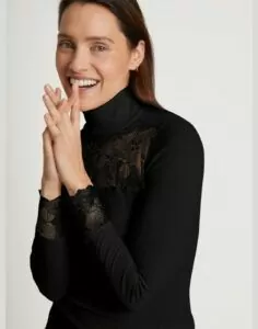 calida silky wool glam ullgenser svart blonder
