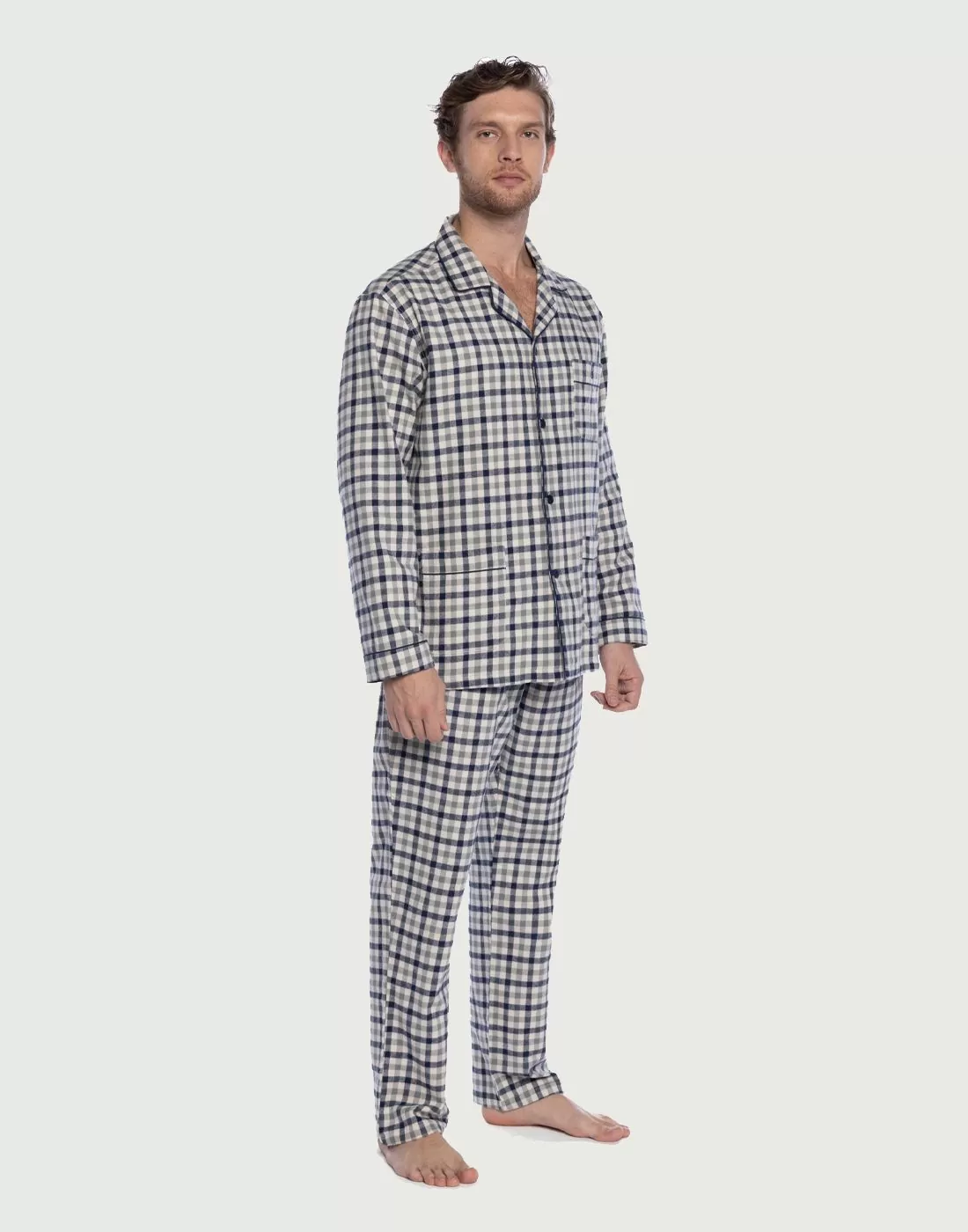 guasch herre pysjamas flanell med hvite og grå ruter