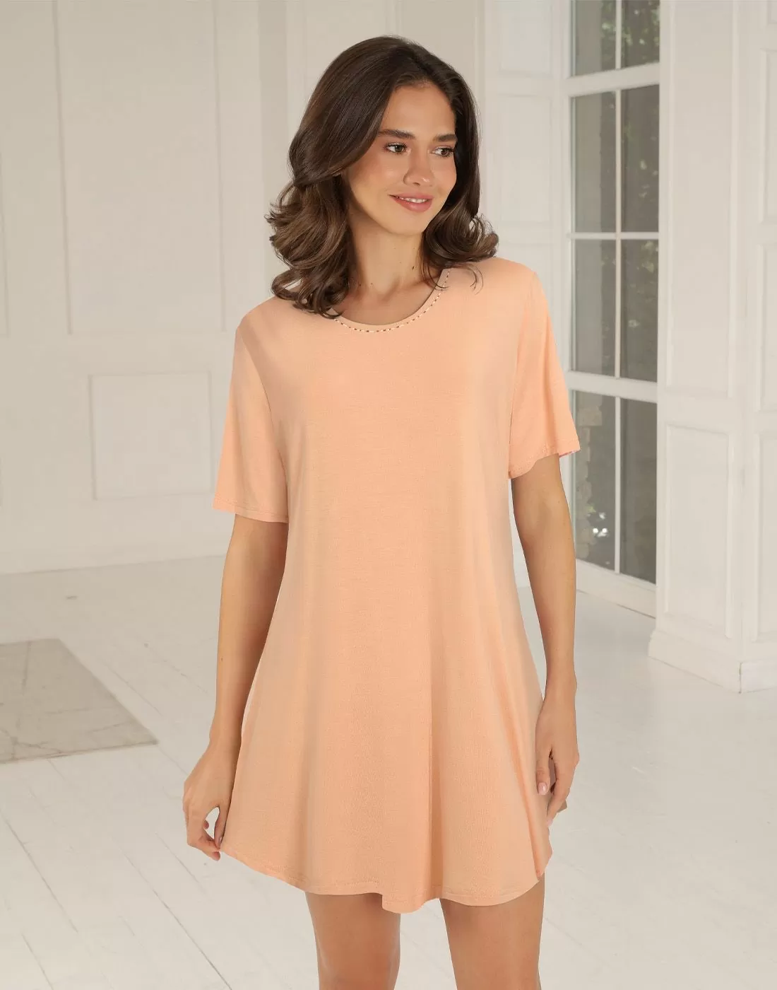 lady avenue bambus nattkjole aprikos fersken