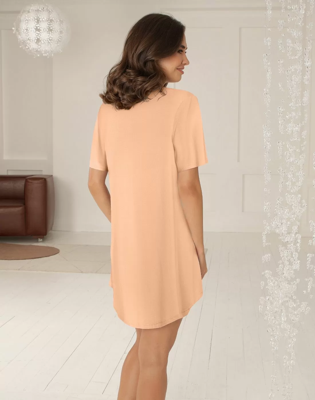 lady avenue bambus nattkjole aprikos fersken