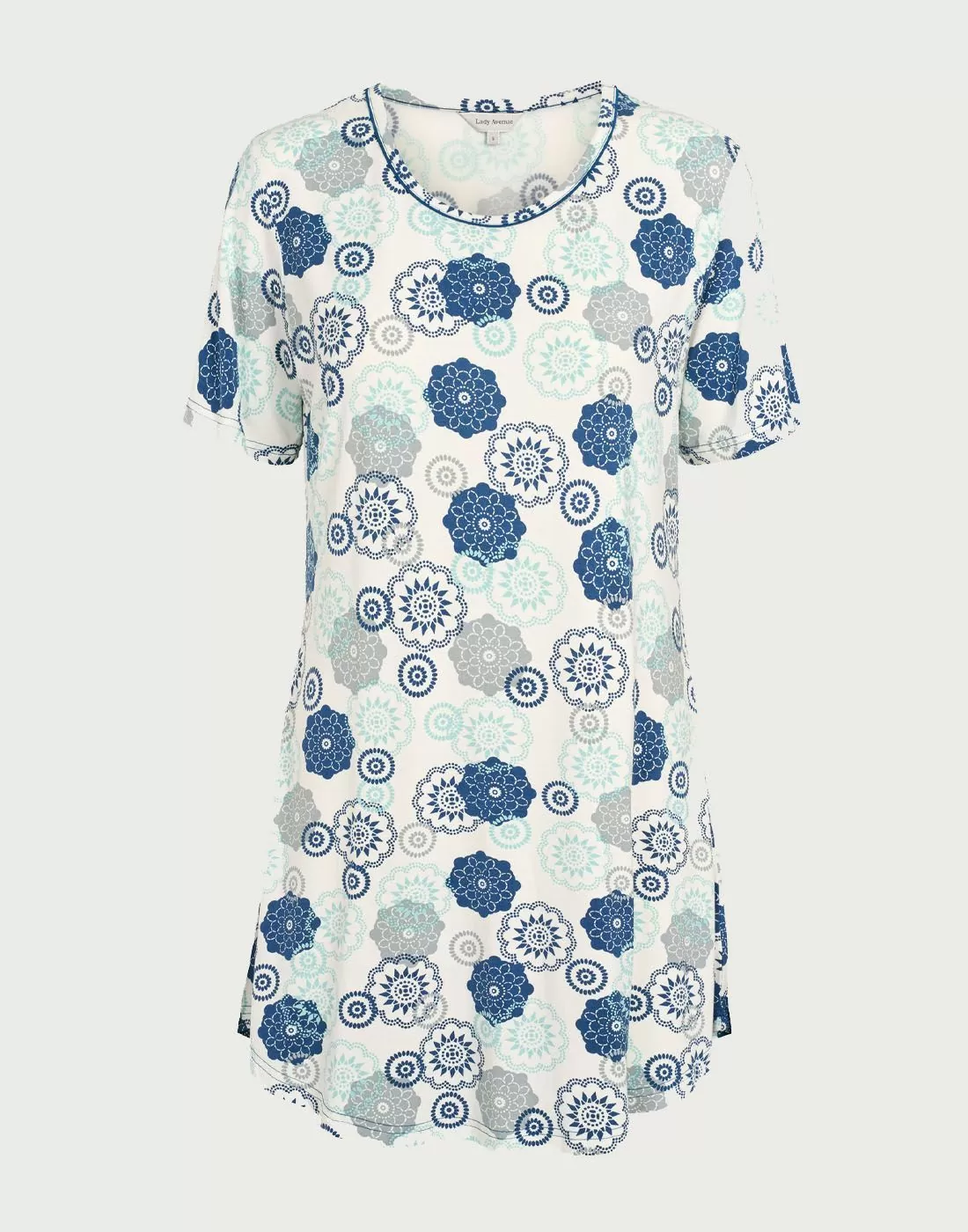 lady avenue bambus nattkjole med mønster i blått