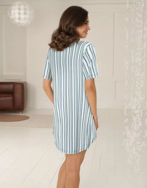 lady avenue bambus nattkjole kortermet striper