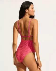 seafolly badedrakt mesh effect hot pink rosa