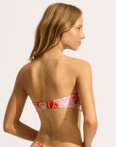 seafolly la mer white bikinitopp bandeau stroppløs fersken