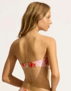 seafolly la mer white bikinitopp bandeau stroppløs fersken