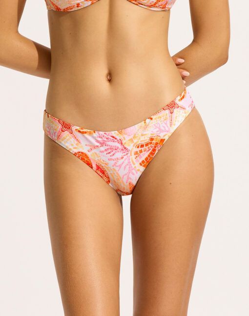 seafolly la mer bikinitruse hipster white peach