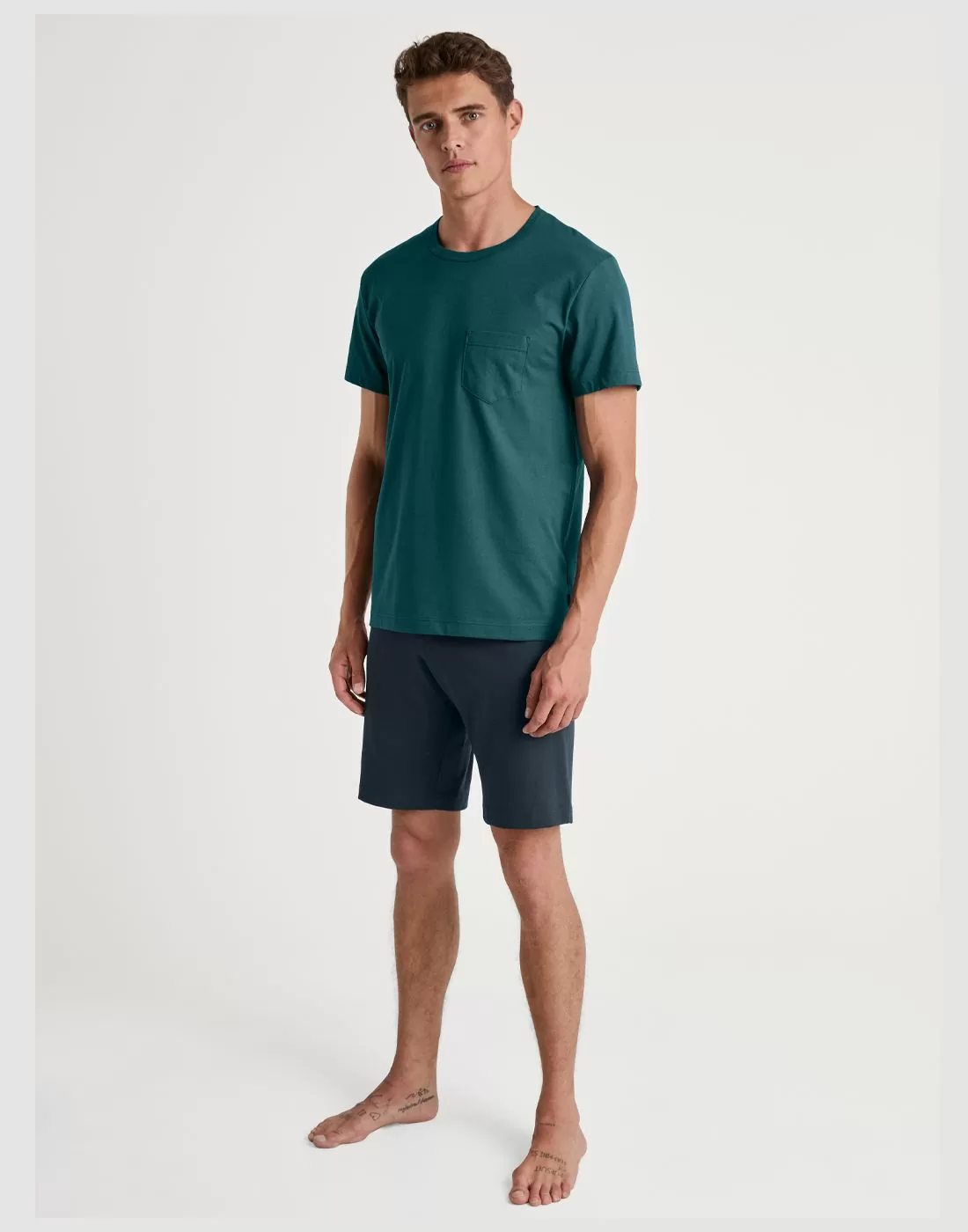 calida herre kort pysjamas grønn blå