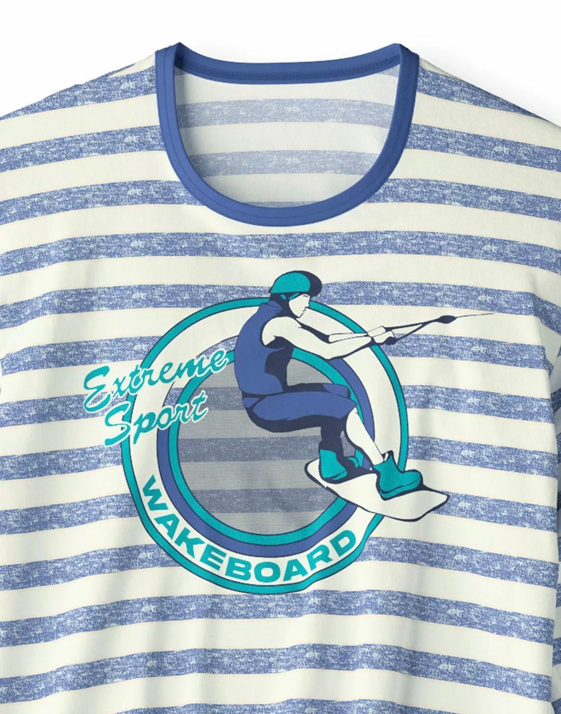 calida pysjamas bomull stripete blå