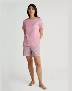 calida pysjamas rosa med shorts og t-skjorte