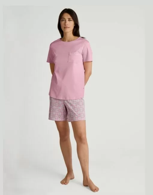 calida pysjamas rosa med shorts og t-skjorte