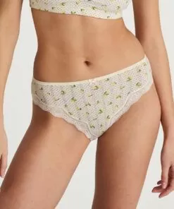 calida toujours print truse med blonder charm cream