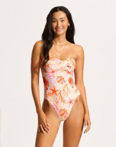 Seafolly la mer badedrakt white fersken stroppløs