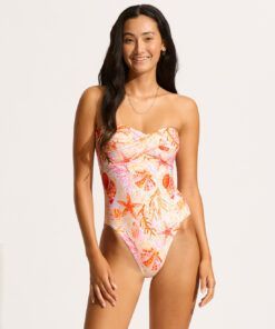Seafolly la mer badedrakt white fersken stroppløs