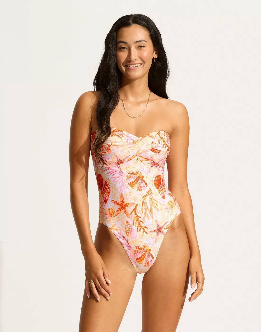 Seafolly la mer badedrakt white fersken stroppløs