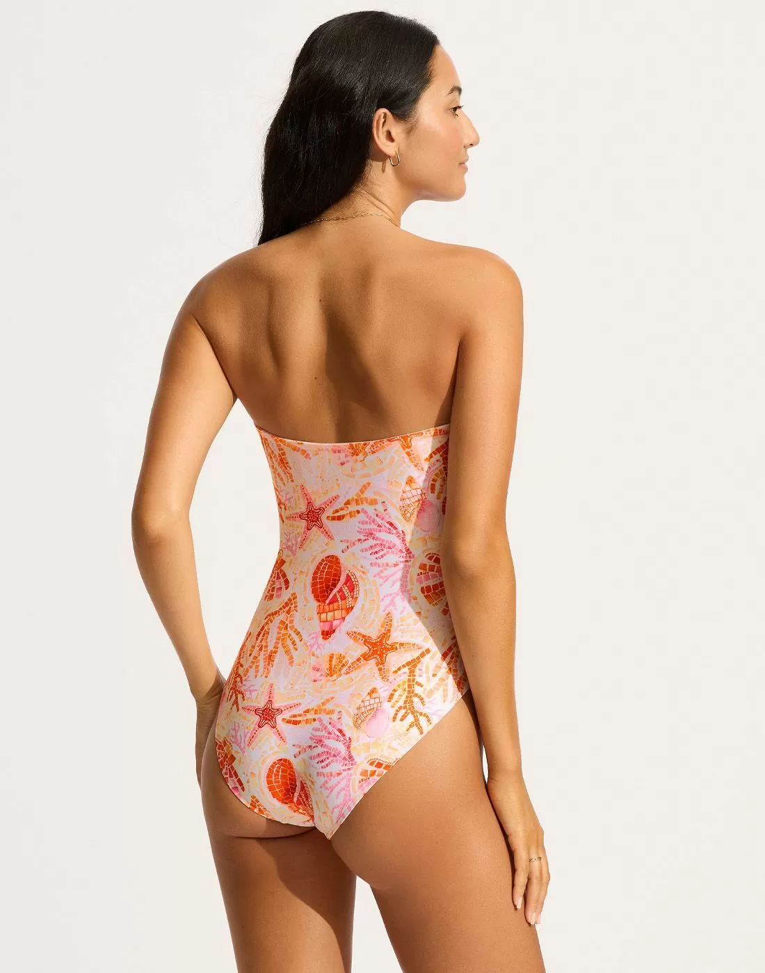 Seafolly la mer badedrakt white fersken stroppløs