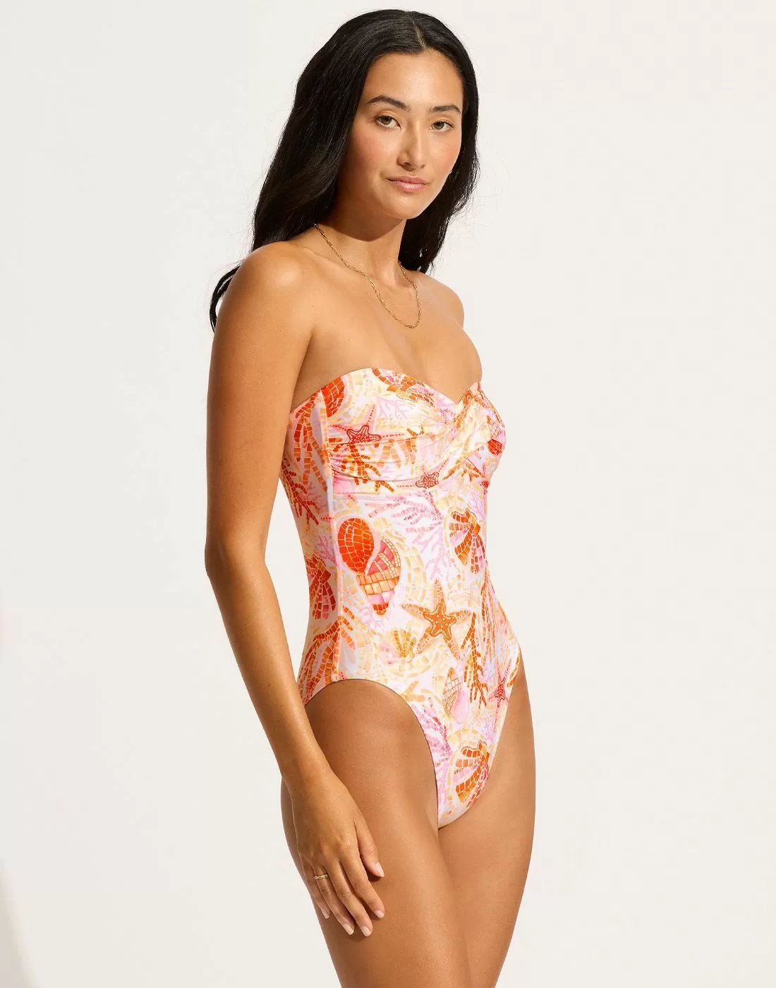 Seafolly la mer badedrakt white fersken stroppløs