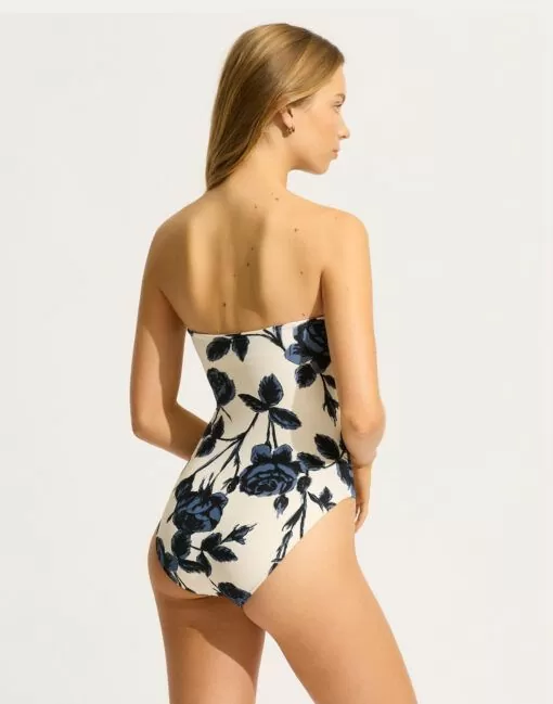 seafolly rococo badedrakt stroppløs bandeau black