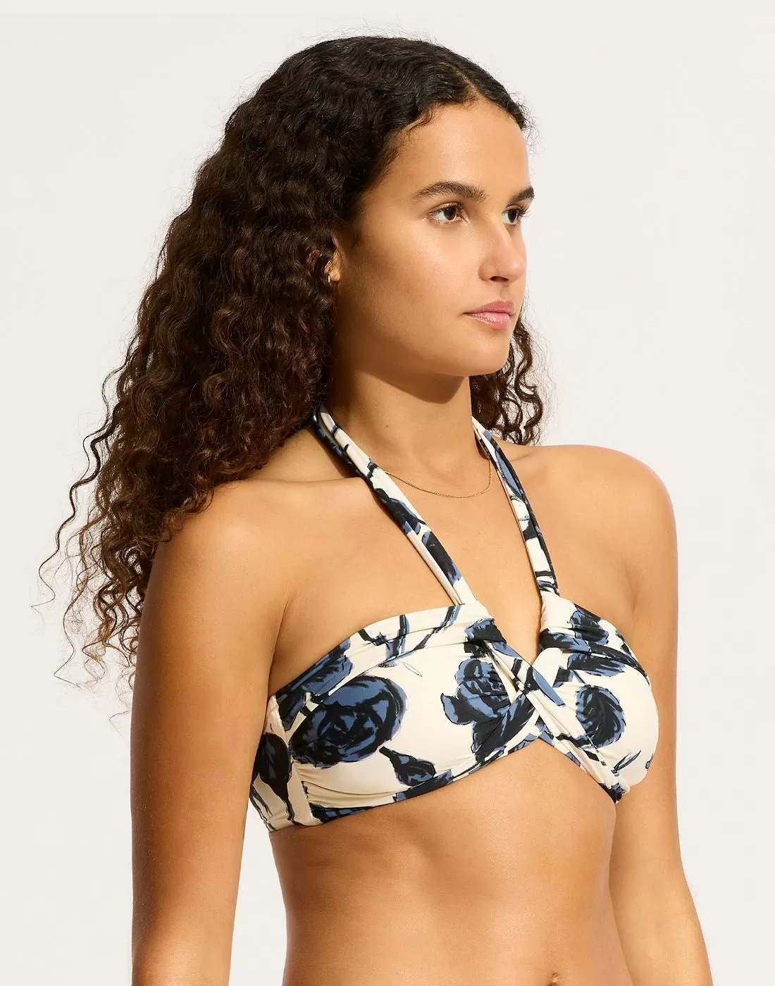 seafolly rococo bikinitopp halter bandeau stroppløs black