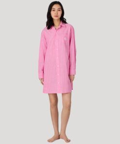 Nattkjole i pink stripe fra ralph lauren